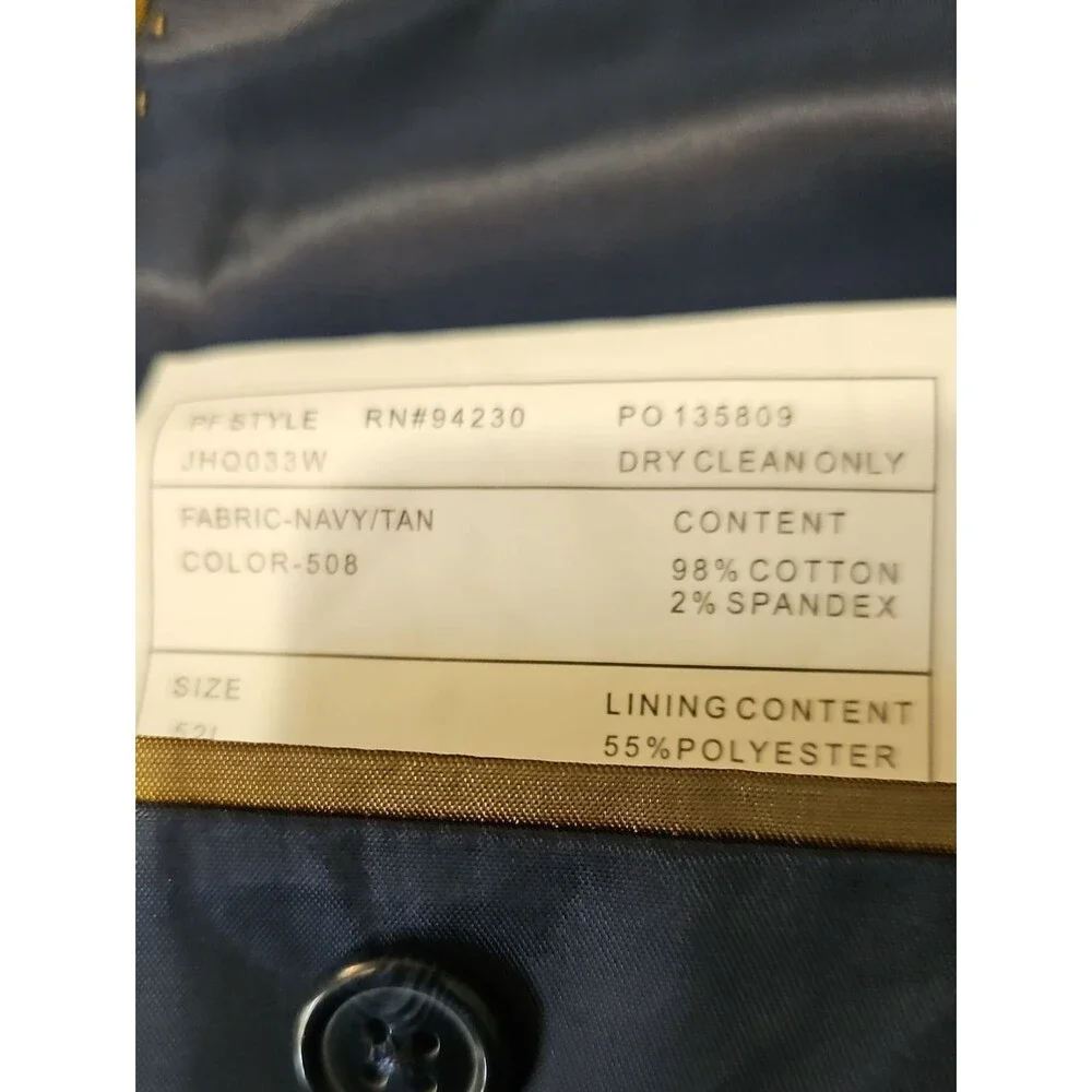 NWT Paul Fredrick Navy & Tan Plaid Blazer Men's 52L